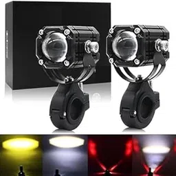 Motorcycle MIni Drive LED Fog Light Aluminum Housing Weather Resistant, 40W Multi-Color Beam for Foggy Weather and Night Riding, Universal Handlebar Mount, Polycarbonate Lens (Pack Of 2)-picture-15