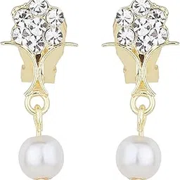 flingdom Gold Plated Pearl and Stone Non Pierced Clip-On No-Piercing Required Stud Earrings for Women And Girls (27EC109A202)-picture-13