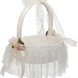 UJEAVETTE Wedding Basket Decorative Practical Romantic for Parties Ceremony Girl B-picture-26