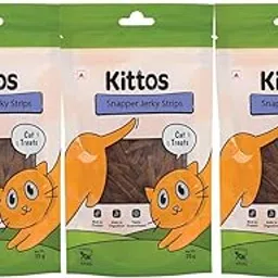 Kittos Snapper Jerky Strips, Strips, Rich Protein Low Fat, Premium Reward & Training Treat, Highly Digestible Healthy Cat Snacks - 35 g Each (Pack of 3)-picture-24