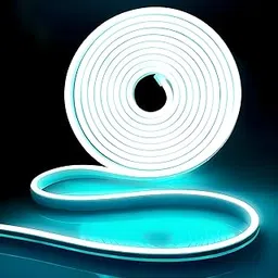 600 LEDs 5 Meter ICE Blue Neon Steady Strip Rice Lights with 12V Adaptor LED Neon Strip Rope Lights, Neon Light for Wall,Led Neon Light As Neon Sign for Party, Christmas,Bar-image-0