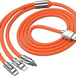 Natation Multi Charging Cable 1 Pc – 3-in-1 Nylon Braided Multi USB Fast Charger with Micro USB, Type-C & iOS Connectors, Durable Multipin Charging Cord for Smartphones, Tablets, Power Banks & Laptops image 1