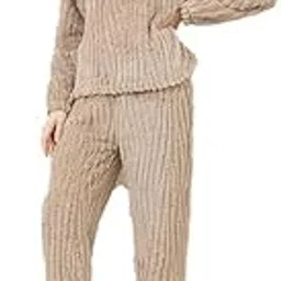 crosstrap Solid Pajama Nightwear | Women’s Short Zipper Sleepwear Suit(Khaki)-picture-37