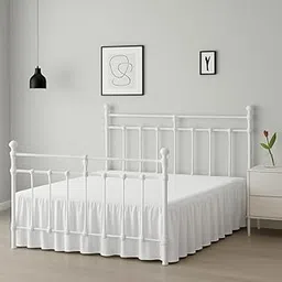 Ruffled Bed Skirt Queen Size, White, 18 Inch Drop with Split Corners and Platform, Queen Size Bed Skirt with Ruffles, Lightweight 100% Microfiber, Wrinkle Resistant, Hotel Quality Dust Ruffle-picture-65