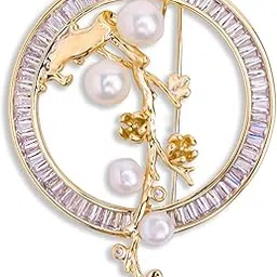 Plum Flower Brooch Pin | 18k Gold Plated | Trendy, Lightweight & Comfortable | Stylish & Tarnish-Resistant | Qty : 1pc-image-94