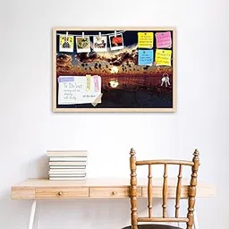 ArtzFolio Large Moon Over Dramatic Sunset | Bulletin Board Notice Pin Board | Vision Soft Board Combo with Thumb Push Pins & Sticky Notes | Natural Brown Frame | 18 x 12 inch (46 x 30 cms)-image-75