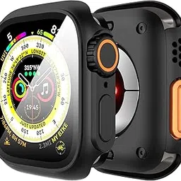 GLAMYOURS 3 in 1 Compatible with Apple Watch Series 9/8/7/6/5/4/Series SE 2 45mm Screen, [ Looks Like Ultra Protector Case ] Front and Rear Cover Protector Case (Black for iWatch 45mm)-picture-20