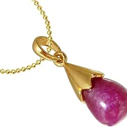 suratdiamond SURATDIAMOMD Ruby Gold Plated Sterling Silver Chain & Pendant | Big Drop Ruby Pendant | Elegant Red Jewelry for Women-picture-15