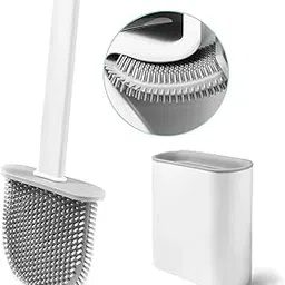 Oariv Toilet Brush with Hard Plastic Holder Comes with Slim Flex Brush Set, No-Slip Long Handle Soft Silicone Bristles Brush Ideal for Home and Kitchen Tiles Cleaning (Pack of 1)-picture-25