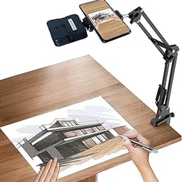 BROLAVIYA Overhead Video Mobile Stand with led Video Light, Metal Long Arm,1/4" Ball Head Male for Camera,Gopro Webcams,Mobile Bracket for,Desktop,Bedroom, Office-picture-52