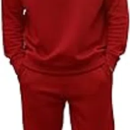 mack jonney Solid Half Zipper Track Suit for Men | Warm Fleece Tracksuit Set | Full Sleeve Sweatshirt-M6143-picture-22