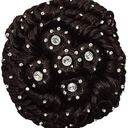 Maahal™ Stone Design Juda Extension for Women and Girls | Elegant Hair Accessory for Bun Hair Styling | Perfect for Weddings, Parties, and Festive Occasions | Stylish Brown Synthetic Hair Extension-image-12