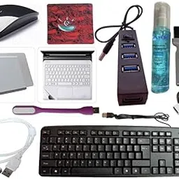 Anjo 10 in 1 Combo of Wired Keyboard, Wireless Mouse, Mouse Pad, 4 Ports USB Hub with Switch, 3in1 Cleaning Kit, OTG 2in1 Micro & C, Extension Cable, USB Light, Laptop Lid & Trackpad Lamination-picture-22
