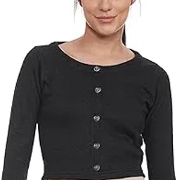 Alfa Soft and Comfy Women's Round Neck 3/4th Sleeves Thermal Top | Slim Fit Winter wear Button Blouse-picture-25