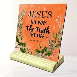 Ar Creative Jesus The Way - Bible Verse Wooden Showpiece for Study Table, Book Shelf, Office Desk, Home Decoration, Bible Quotes MDF Wooden Gift, Bible Verse, Office Decor, (5.75 inch x 6.5 inch)-picture-11