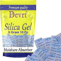 Devrt Silica Gel 5 Gm Pouch 10 Pcs Pack Moisture absorbents Dehumidifier silica gel packets for moisture Cupboard, Kitchen, Shoe,Wardrobe,Car,Camera Etc.-picture-39