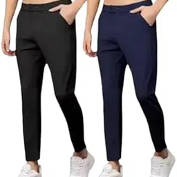 Lycra Formal Trousers for Men Pack of 2 Color Black Blue Size 32-picture-38