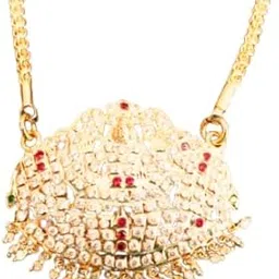 Srimathi Jewellers Gajalakshmi Pendant Mangalsutra traditioinal dollar chain for women | Mangalsutra golden design dollar for women | Gold-Plated Women chain with dollar-image-5