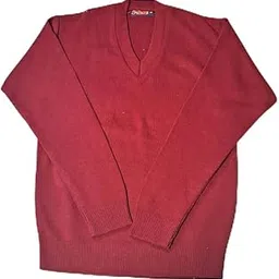 UIC Classic V-Neck Knitted Sweater, Burgundy Red, Long Sleeve, Ribbed Trim, Casual Wear-picture-10