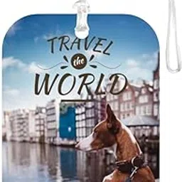 tashis pet junction TPJ Handmade Resin Customized Luggage ID Tag with Pet Name Dog Cat Photo, Cute Personalized Travel Bag Identifier Label, Travel Accessories Ideal for Gifting - Cityscape Canine Wanderer Travel Paws-picture-50
