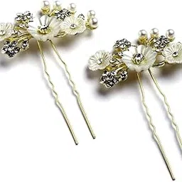 Off White Metal Shell Juda Hair Pins Hair Clip Hair Accessories For Women & Girls(Shell Juda Pin Set -2)-picture-37