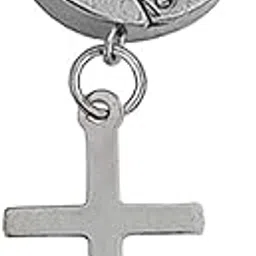 sullery Religious Jesus Cross Charm Silver Stainless Steel Hoop earrings For Men And Women-picture-44