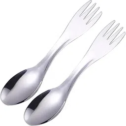 Homestia Camping Utensil 2 in1 Fork, Spoon Cutlery Combo - Durable & Rust Proof Stainless Steel | Spoon & Fork Flatware | for Camping, Fishing, Hunting & Outdoor Activities-picture-35