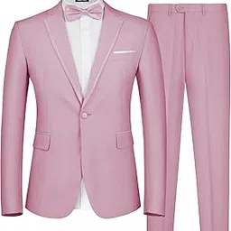 mage male Men's 2 Piece Suit One Button Slim Fit Formal Wedding Prom Tuxedo Suits Blazer Pants with Bow Tie Set-picture-13