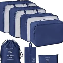 (Multicolor) Travel Organizer 7 in 1 Travel Laundry Cosmetics Luggage Packing Organizers Set Makeup Bags Organizer Packing Cubes with Shoe Bag for travel, Nylon| SB-P13911-picture-17