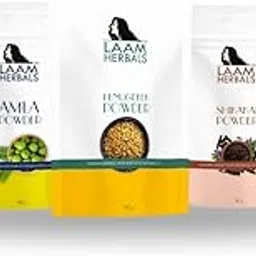 Laam Herbals Amla, Reetha, Shikakai, Bhringraj & Methi Powder | Pure & Natural | Hair Mask, Dry Hair Wash | For Long Hair, Strong & Natural Looking Hair (5X50 g)-picture-35