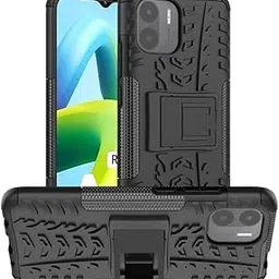 Armor Dazzle Kick Stand | Hybrid Military Grade | Hard Defender Drop Protective Back Cover (Black) for Redmi A2 Plus image 1