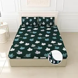 Elastic Fitted Woolen Bedsheet King Size with 2 Pillow Covers | Soft Velvet Flannel Warm Winter Bedsheet, Cozy Luxury Bedding Set (Leaf, Fitted - 72"x78" King)-picture-10