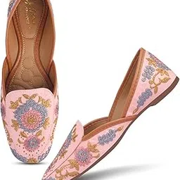 jm looks Women's Designer Embroidered Jutti | Handcrafted Pearl & Bead Work | Traditional Ethnic Footwear for Weddings & Festive-picture-26