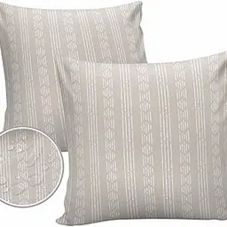 DecorLovee Boho Beige White Waterproof Outdoor Pillow Covers, Decorative Pillow Cases, Modern Geometric Abstract Art Square Garden Throw Cushion Cases for Patio/Sofa/Couch 20"x20" 2 Pack-picture-28