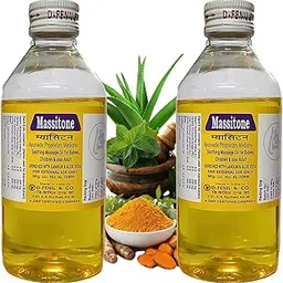 Massitone Ayurvedic Aromatic Relaxing Massage Oil, with Aloe Vera, Neem, Haridra, Jasmine, deeply Nourishing & Rejuvenating Destressing Body Oil, suitable for All Skin Types | for Men, Women, Babies (2 in a Pack) (400 ml)-picture-54