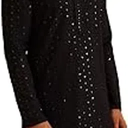 sojanya (Since 1958 Men's Cotton Sequinned Embroidered Mustard Long Kurta-picture-58