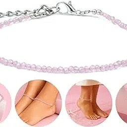 just lord Rose Quartz Anklet | Stone of Love, Healing & Harmony | Handcrafted Healing Crystal Adjustable chain for Women & Girls | Best Gift | Gift for Women | Certificate of Authenticity | 2mm Beads-picture-39
