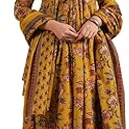 vbuyz Women'S Floral Printed Cotton White And Purple Stitched Kurta Palazzo With Dupatta | Straight Kurta Pant Dupatta | Kurta Set with Dupatta for Women | Suit Set | Ethnic Set | Printed Kurta Set-picture-11