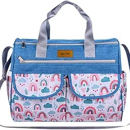 Laee cute Diaper Bag, Pink Rainbow Pattern, Multi-Pocket Stroller Organiser with Adjustable Strap-image-60