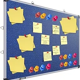 GOSHU 3 feet x4 feet Notice Premium Material Pin-up Board/Pin-up Board/Soft Board/Bulletin Board/Pin-up Display Board for Office, School and Home with 50 Push Up Pins (3x4 feet Blue, Pack of 1)-picture-12