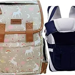 AgroCulture Diaper Backpack cum Laptop bag for kids and Working parents + Baby Carrier (Navy Blue, Unicorn) Baby Diaper Organiser Bag Travelling Bag-picture-22