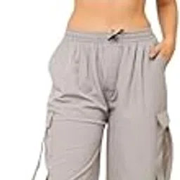 dta fashion Fashion Fizz High-Waist Cargo Pants with Side Ties, Black, Wide Leg Style, Casual Wear for Girls and Women-picture-22