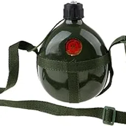 SAZ DEKOR® Outdoor Army Green Canteen Water Bottle Camping Retro Aluminum Container W/Shoulder Strap-image-33