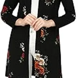 iuga Black Floral Printed Long Shrug for Women-picture-10