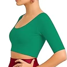 xolani Women’s Stylish Ribbed Elbow Sleeve Lycra Stretchable Readymade Crop Tank Top Cami Blouse for Girls VB2-picture-12