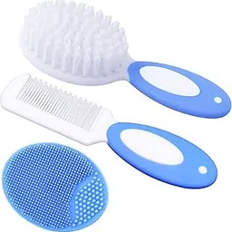 The Cheeky Kidzz Baby Skin Care 3in1 Soft Bristles Hair Comb and Rounded Tip Hair Brush for Babies Sensitive Grooming BPA Free (Pattern 105)-image-93