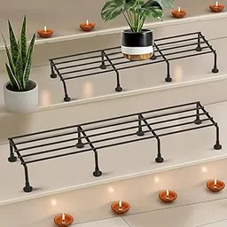 Pivalo 24 Inch Rectangular Plant Stand (Pack of 2)| Heavy Duty Metal Gamla & Flower Pot Holder with 7 Layer Anti-Rust Coating | Planter Stand for Indoor Outdoor Balcony Patio Living Room & Home Garden-picture-27
