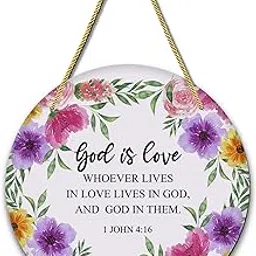 AR Creative God Is Love - Bible Verse Wall Hanging For Home Decoration, Bible Quotes MDF Wooden Wall Art, Bible Verse, Home, Office Decor, Wall Wood Hanger (10.5 inch x 10.5 inch)-picture-27