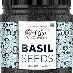 LILA DRY FRUITS Premium Basil Seeds 500 Gms Jar Pack | Raw Organic & Natural Sabja Seed | Tukmaria Beej for Diet, Rich in Proteins and Minerals | Sabza Bij Low Calorie Snack with Health Benefits-image-98