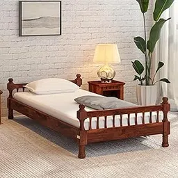 SMAART CRAAFTS Solid Sheesham Mexico Single Size Bed: A Stylish Wooden Cot for Bedroom and Hotel Furniture with Light Walnut Finish (Mattress Size-36 x 78 Inches)-picture-18